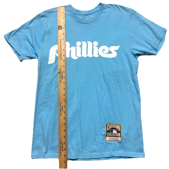 Mitchell & Ness Phillies T-Shirt Cooperstown Collection Blue Retro Tee Shirt M - Picture 7 of 8